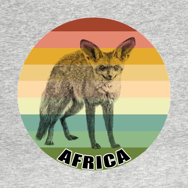 Bat-eared Fox on Vintage Retro Africa Sunset by scotch